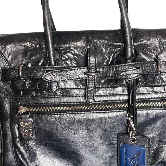 Leonello Borghi Distressed Leather Bag Tote Handles - Picture 2 of 15